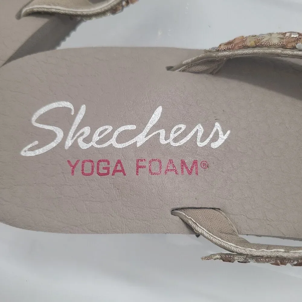 Skechers Women's Meditation Lotus Bae Rose Gold Thong Sandals US Size 10